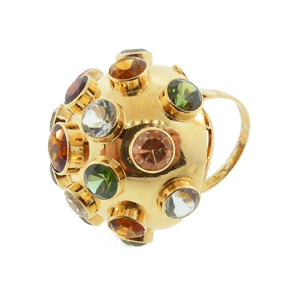 Extra-Large H Stern 18K Gold Multicolored Gemstone Sputnik Ring