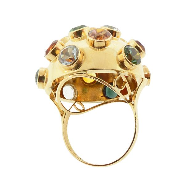 Extra-Large H Stern 18K Gold Multicolored Gemstone Sputnik Ring