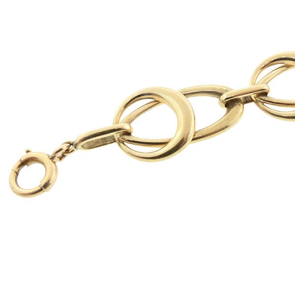 Modernist 14K Gold Round &amp; Oval Link Bracelet