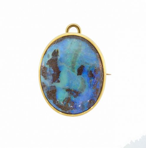 Victorian 15K Gold & Boulder Opal Pendant