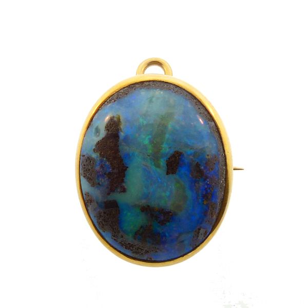 Victorian 15K Gold &amp; Boulder Opal Pendant