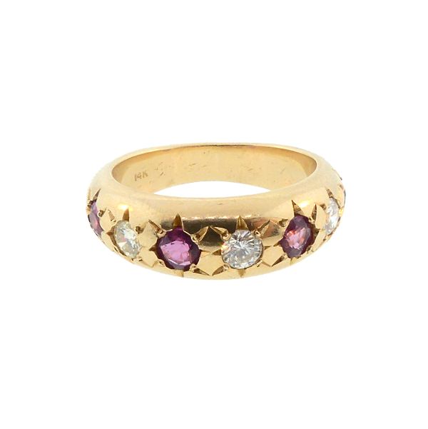 14K Gold, Diamond &amp; Ruby Gypsy Ring