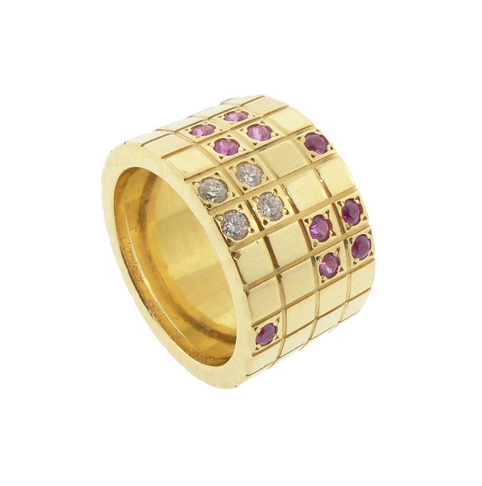 Cartier 18K Gold, Diamond &amp; Ruby LANIERES Ring