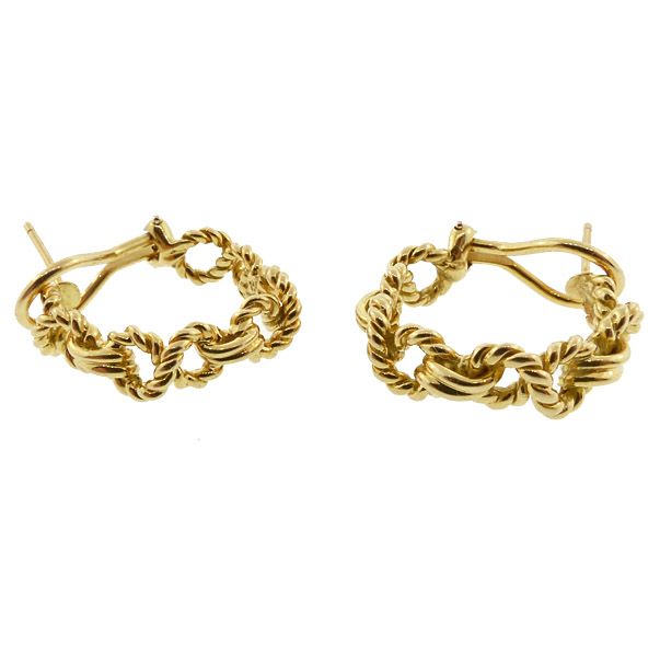 Tiffany &amp; Co. 18K Gold Brainded Hoop Earrings