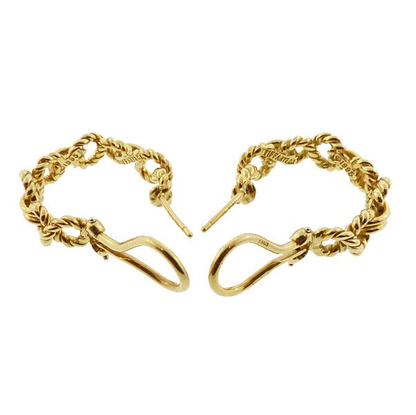 Tiffany &amp; Co. 18K Gold Brainded Hoop Earrings