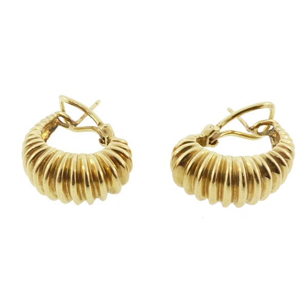 Tiffany &amp; Co. 18K Gold Ribbed Shrimp Earrings