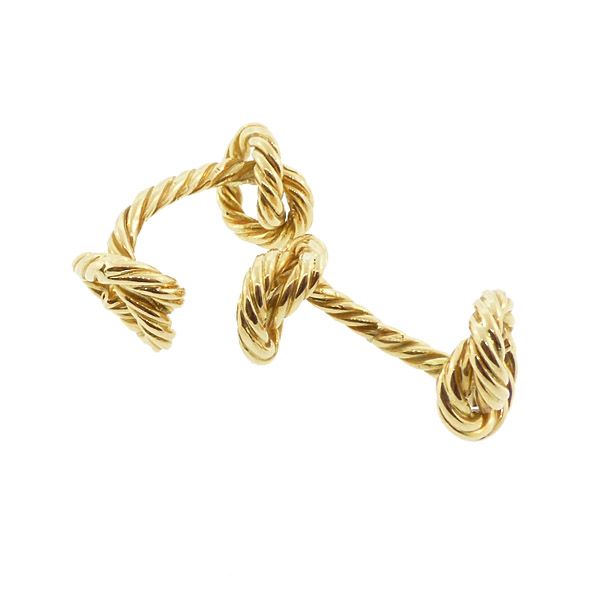 Vintage French 18K Gold Double-Sided Knot Cufflinks