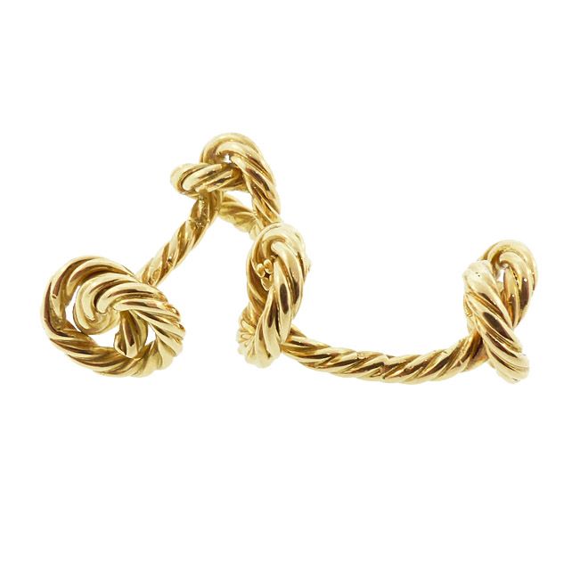 Vintage French 18K Gold Double-Sided Knot Cufflinks