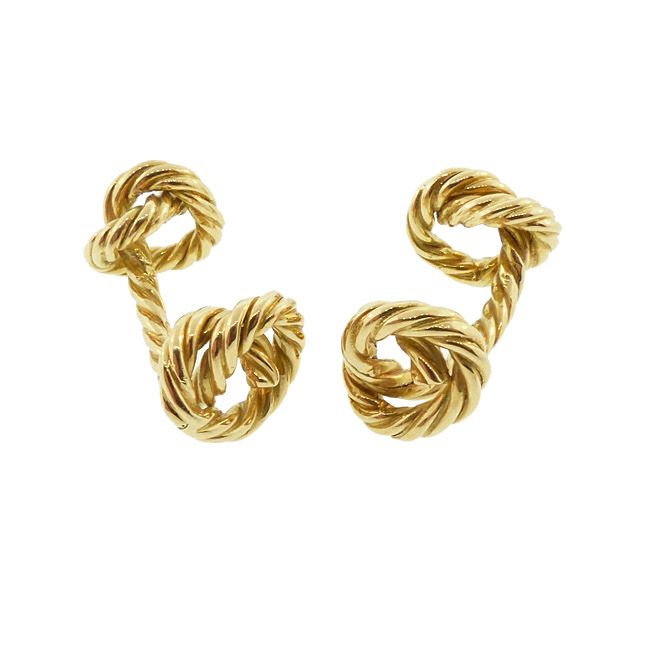 Vintage French 18K Gold Double-Sided Knot Cufflinks