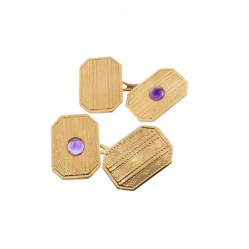 Edwardian 14K Gold & Amethyst Cufflinks