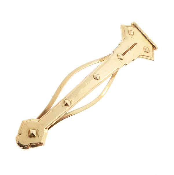 Larter 14K Gold Gothic Strap Hinge Tie Bar / Money Clip