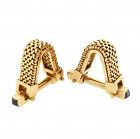 French 18K Gold & Sapphire Stirrup Art Deco Cufflinks