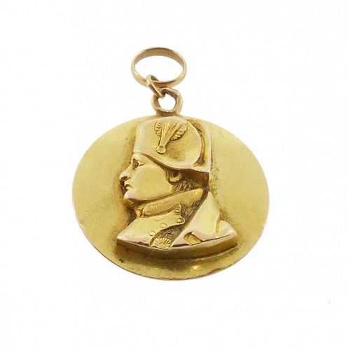 French 18K Gold Emperor Napoleon I Medallion Pendant Charm