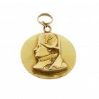 French 18K Gold Emperor Napoleon I Medallion Pendant Charm