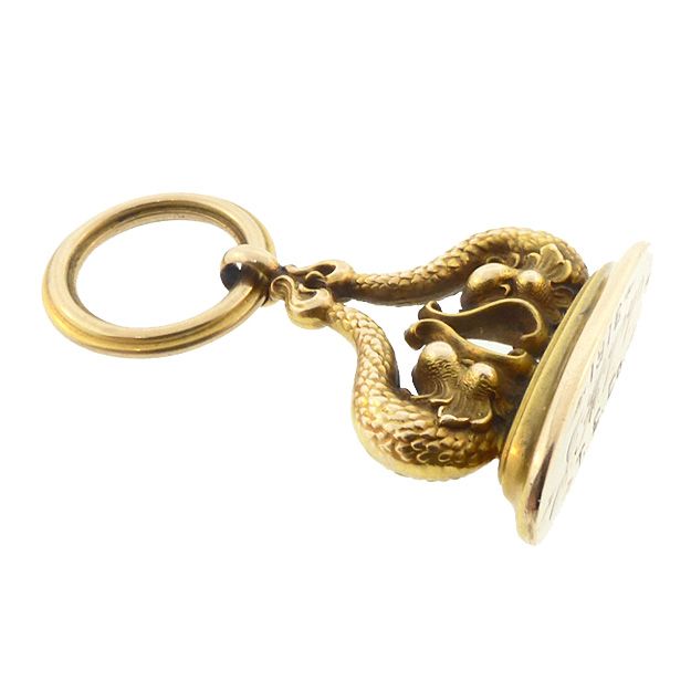 Victorian 14K Yellow Gold Dolphin Watch Fob Seal