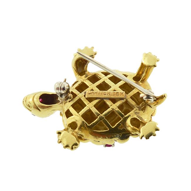 Cartier Vintage 18K Gold &amp; Ruby Turtle Brooch