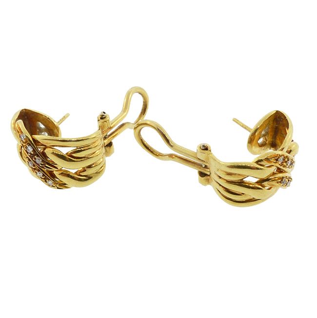 Vintage Gucci 18K Yellow Gold &amp; Diamond Earrings