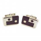 Taxco Mexican Silver & Rosewood Inlay Modernist Cufflinks