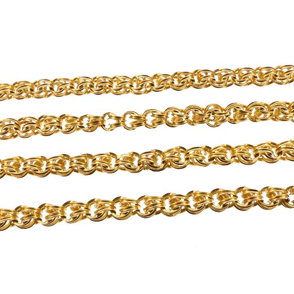 Victorian 14K Gold Double Belcher Fluted Chain Link 28.5&quot; Necklace