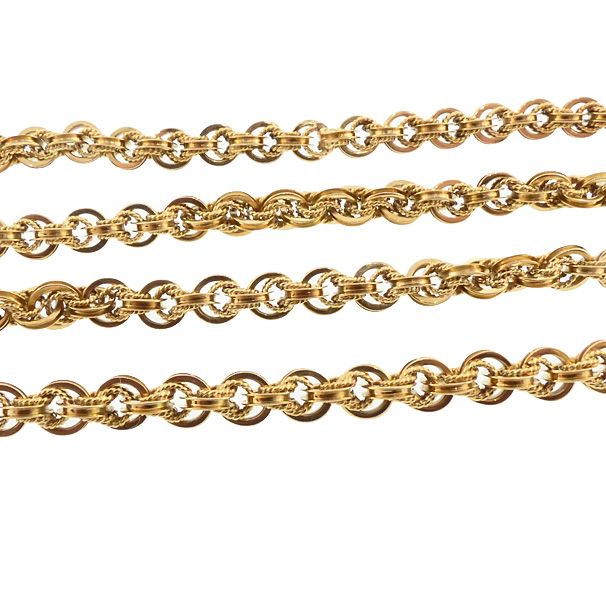 Victorian 14K Gold Double Belcher Fluted Ropetwist Chain Link Necklace