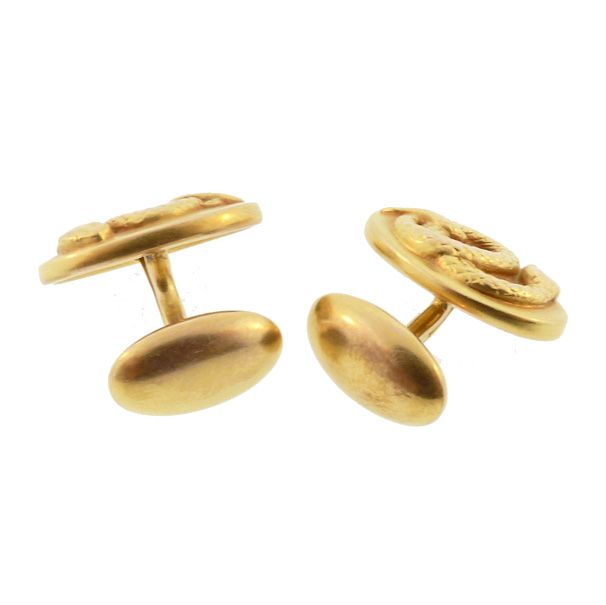 Victorian 14K Gold Snake Cufflinks by H. A. Kirby &amp; Co.