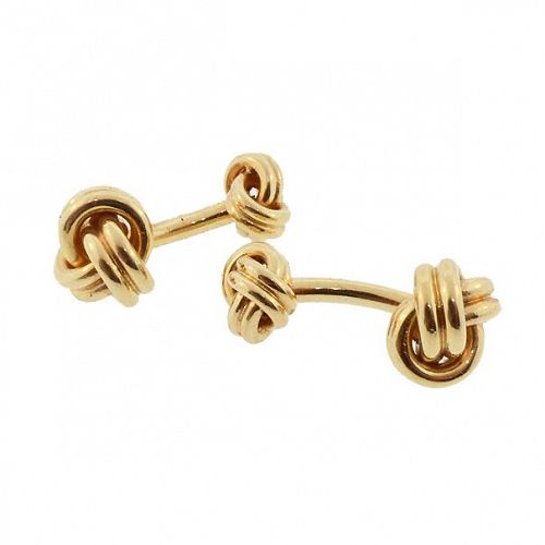 Tiffany & Co. 14K Yellow Gold Knot Barbell Cufflinks in Original Box