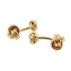 Tiffany & Co. 14K Yellow Gold Knot Barbell Cufflinks in Original Box
