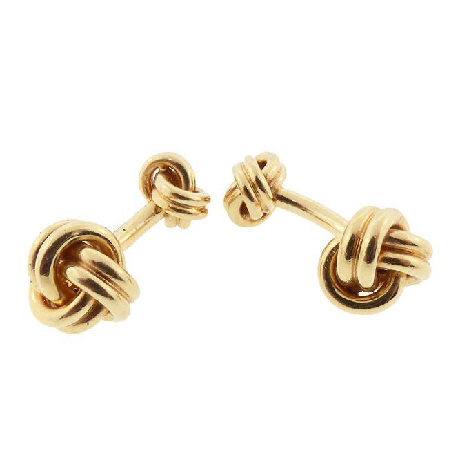 Tiffany &amp; Co. 14K Yellow Gold Knot Barbell Cufflinks in Original Box