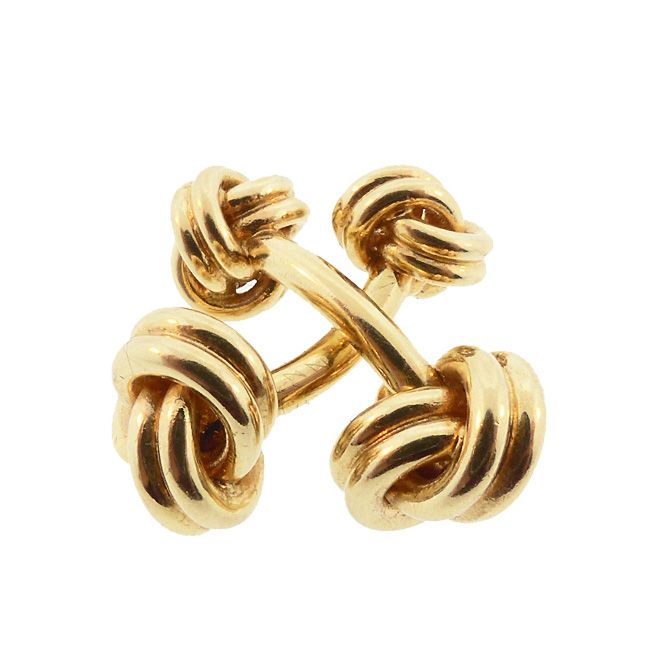 Tiffany &amp; Co. 14K Yellow Gold Knot Barbell Cufflinks in Original Box
