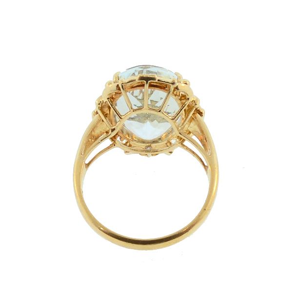 Aquamarine, Diamond &amp; 18K Gold Vintage Cocktail Ring