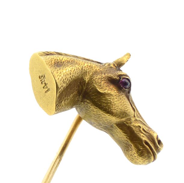 Sloan &amp; Co. 14K Gold &amp; Ruby Horse Head Stickpin