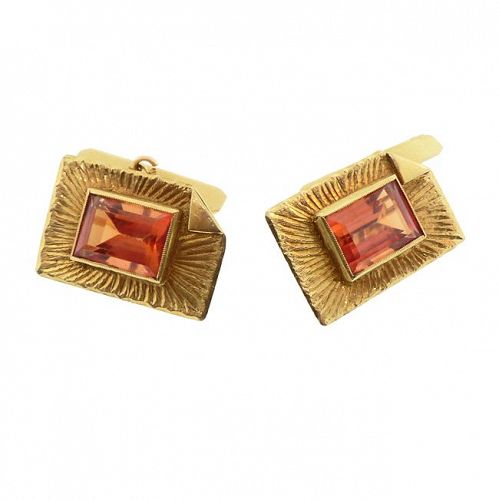 18K Gold & Citrine Vintage Cufflinks