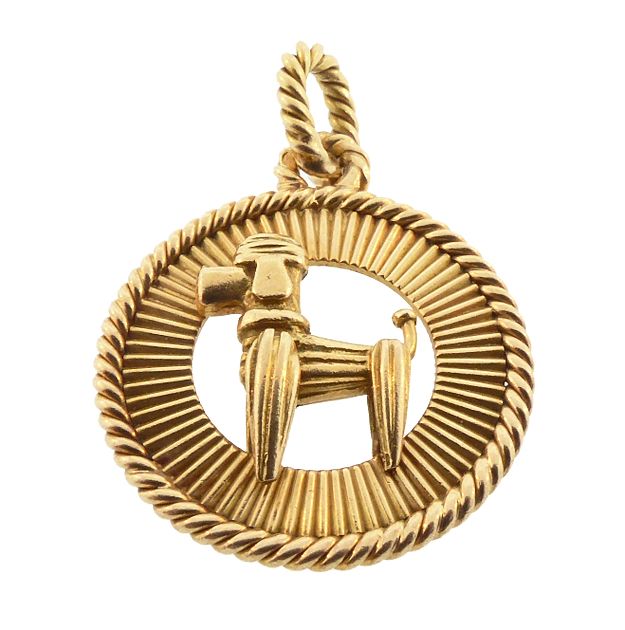 French Art Deco 18K Gold Poodle Charm Pendant