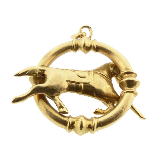 French 18K Gold Dressage Horse Pendant / Charm
