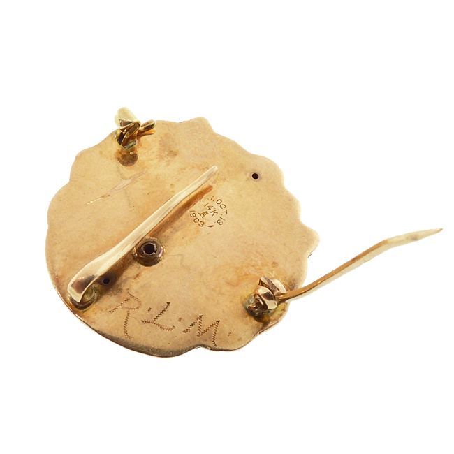 Art Nouveau Diamond &amp; Enamel Lion Watch Pin