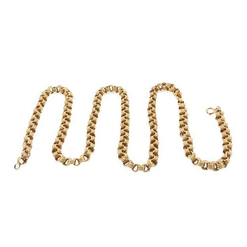 Victorian 14K Reeded Belcher 22-3/4" Gold Chain