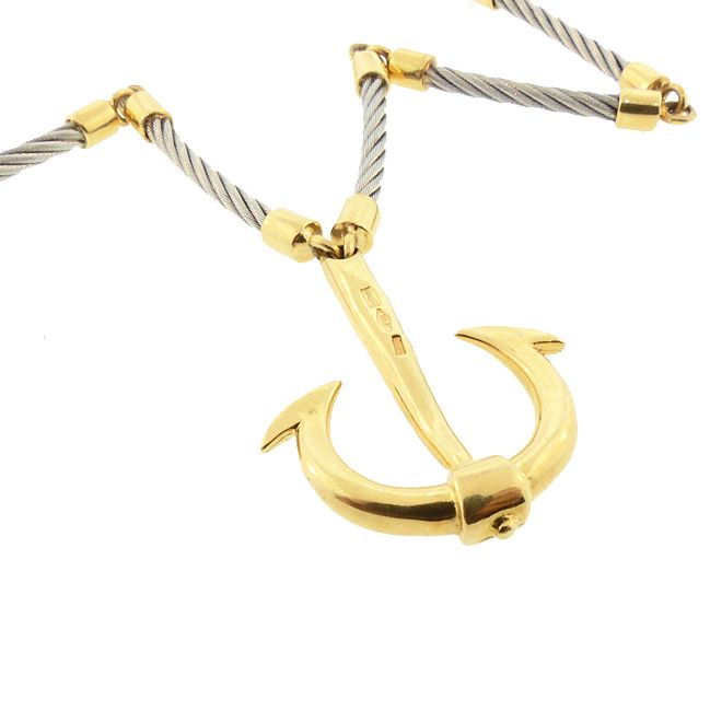 UnoAErre FLAVIA 18K Gold &amp; Steel Anchor Pendant Necklace