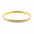 Krementz 14K Gold & Enamel Floral Bangle Bracelet