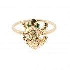 14K Gold & Emerald Frog Stickpin Conversion Ring