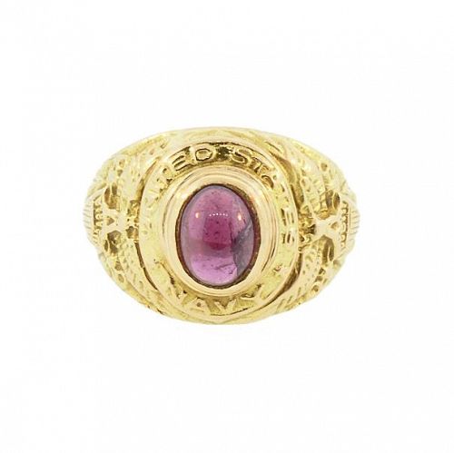 Antique 18K Gold & Garnet U.S. Navy Ring