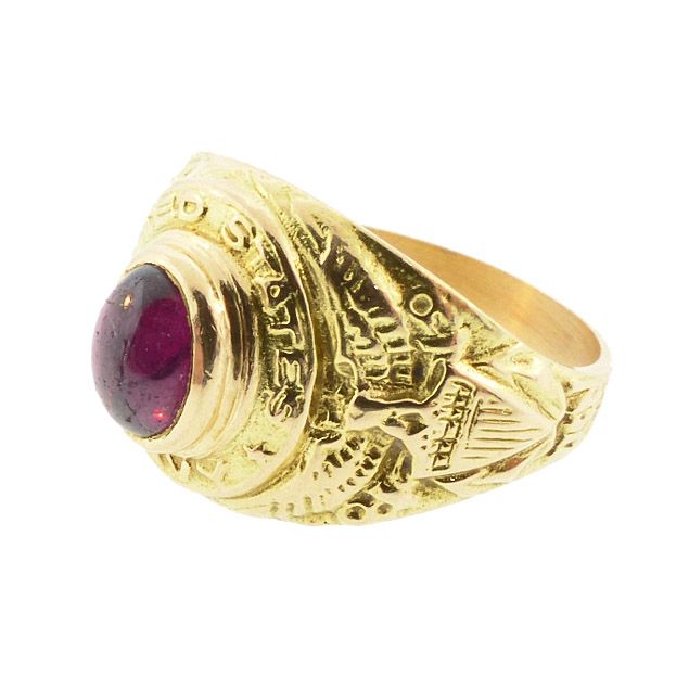 Antique 18K Gold &amp; Garnet U.S. Navy Ring