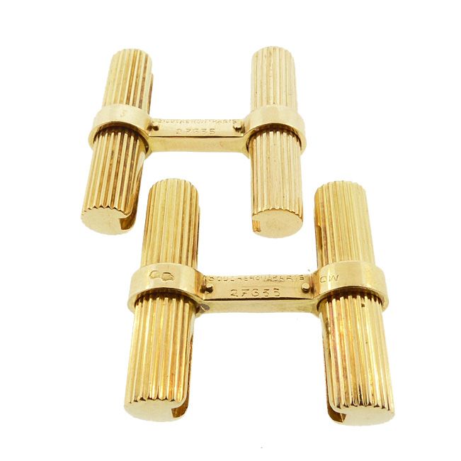 Art Deco Boucheron 18K Gold Reeded Baton Cufflinks