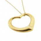 Tiffany Elsa Peretti 18K Gold Large OPEN HEART Pendant Necklace