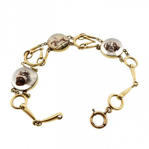 Tiffany & Co 14K Gold Essex Crystal Equestrian Bracelet