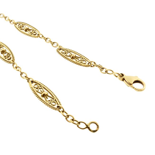 Victorian French 18K Gold Fancy Link 47-Inch Long Chain Necklace