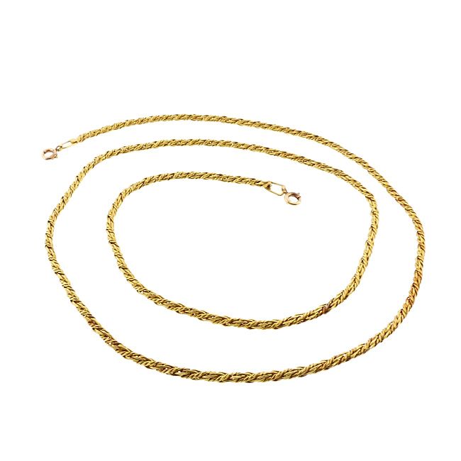 Vintage 18K Gold Russian Braid 25" Chain Necklace