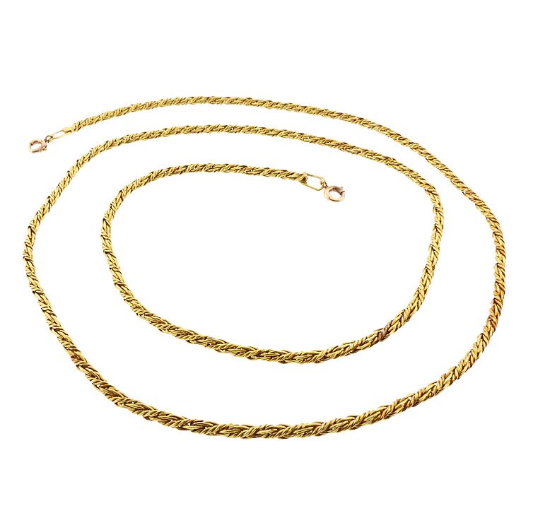 Vintage 18K Gold Russian Braid 25&quot; Chain Necklace