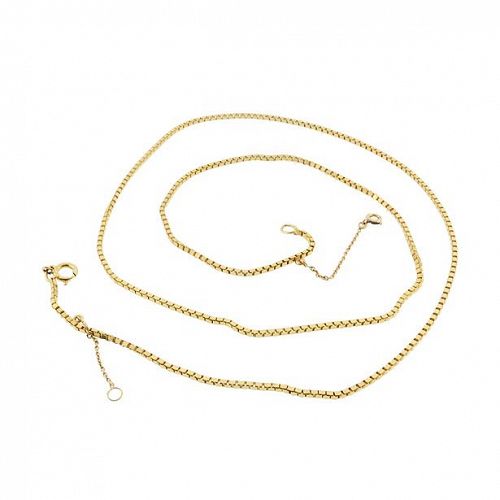 Heavy French 18K Yellow Gold Box Chain 23-1/2" Necklace