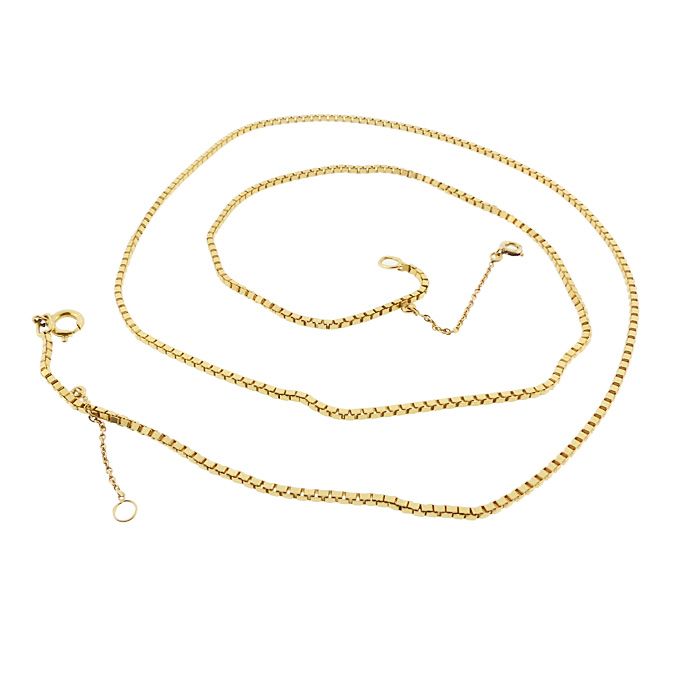 Heavy French 18K Yellow Gold Box Chain 23-1/2&quot; Necklace