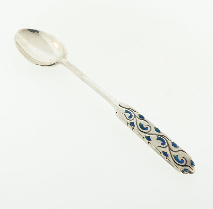 12 Liberty &amp; Co. Archibald Knox Cymric Sterling Silver Enamel Spoons